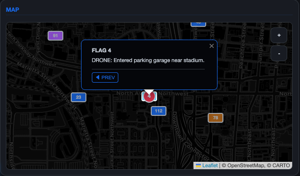 Interactive map showing incident location and unit positions