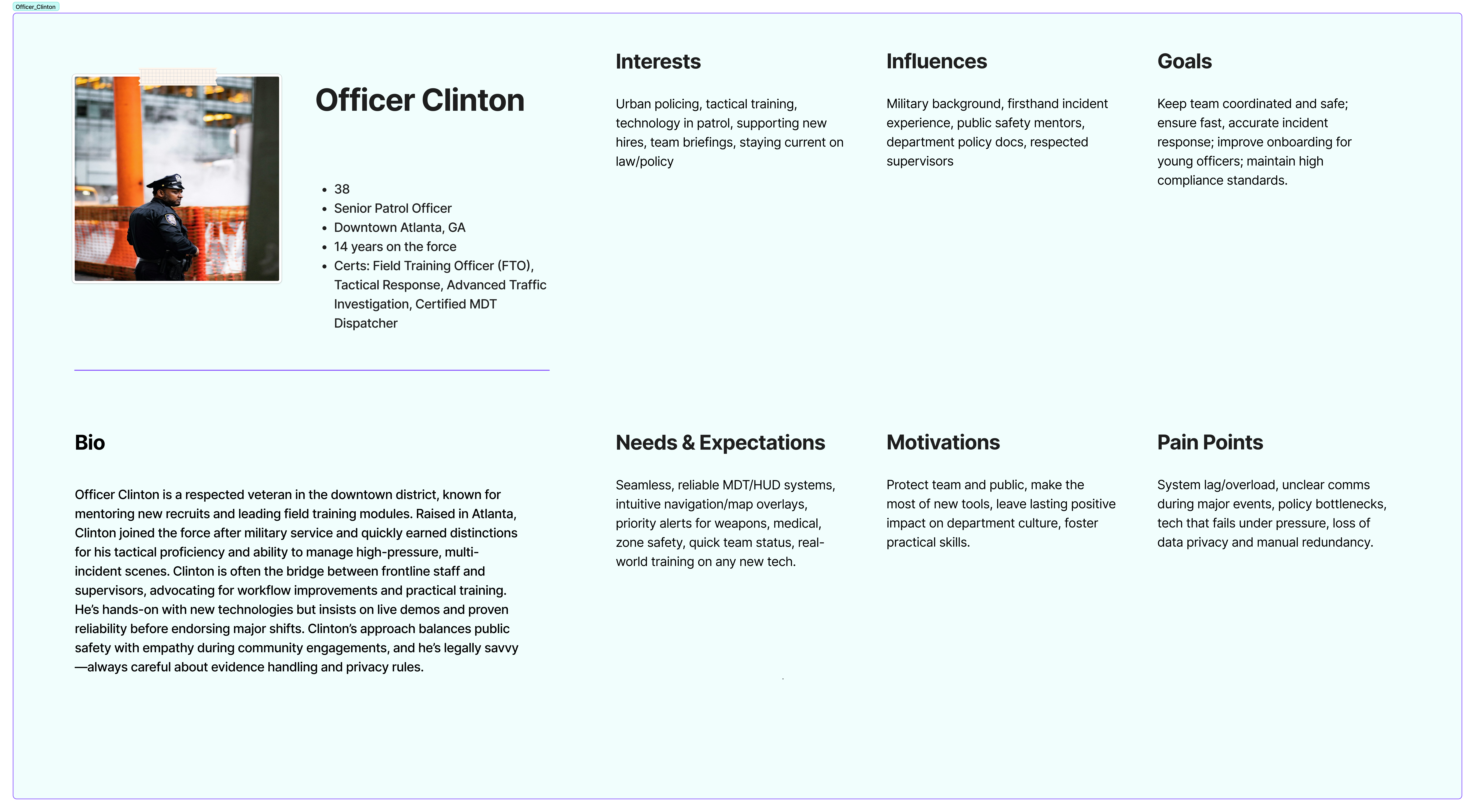 Officer Clinton persona