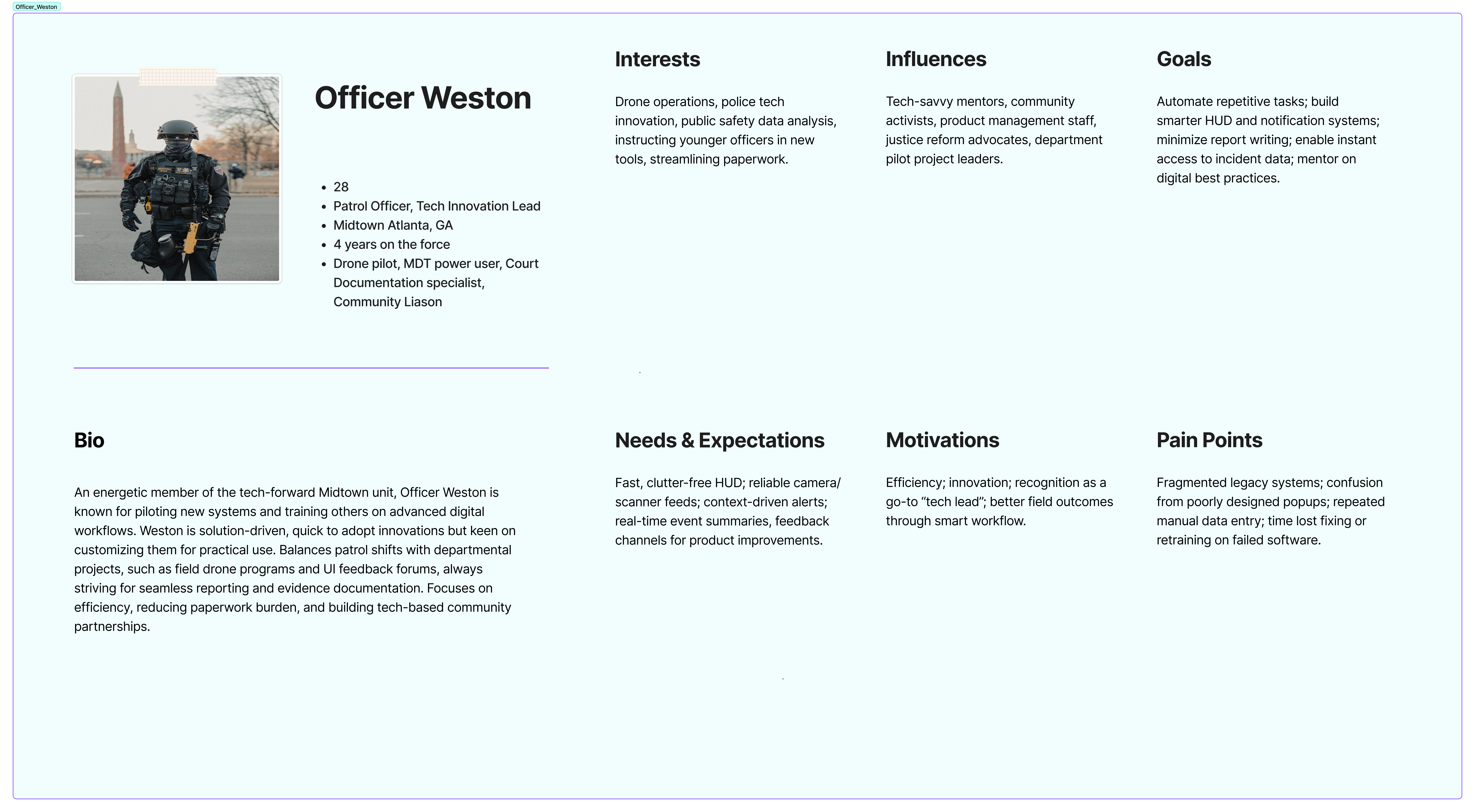 Officer Weston persona