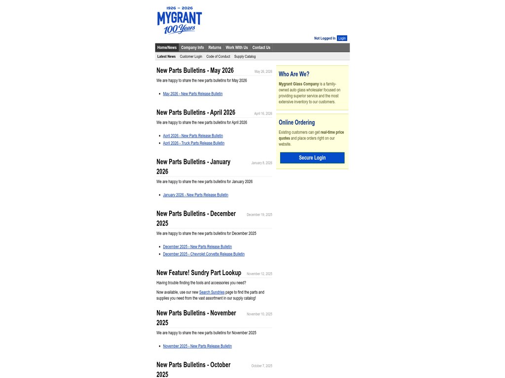 Mygrant Glass transformed website