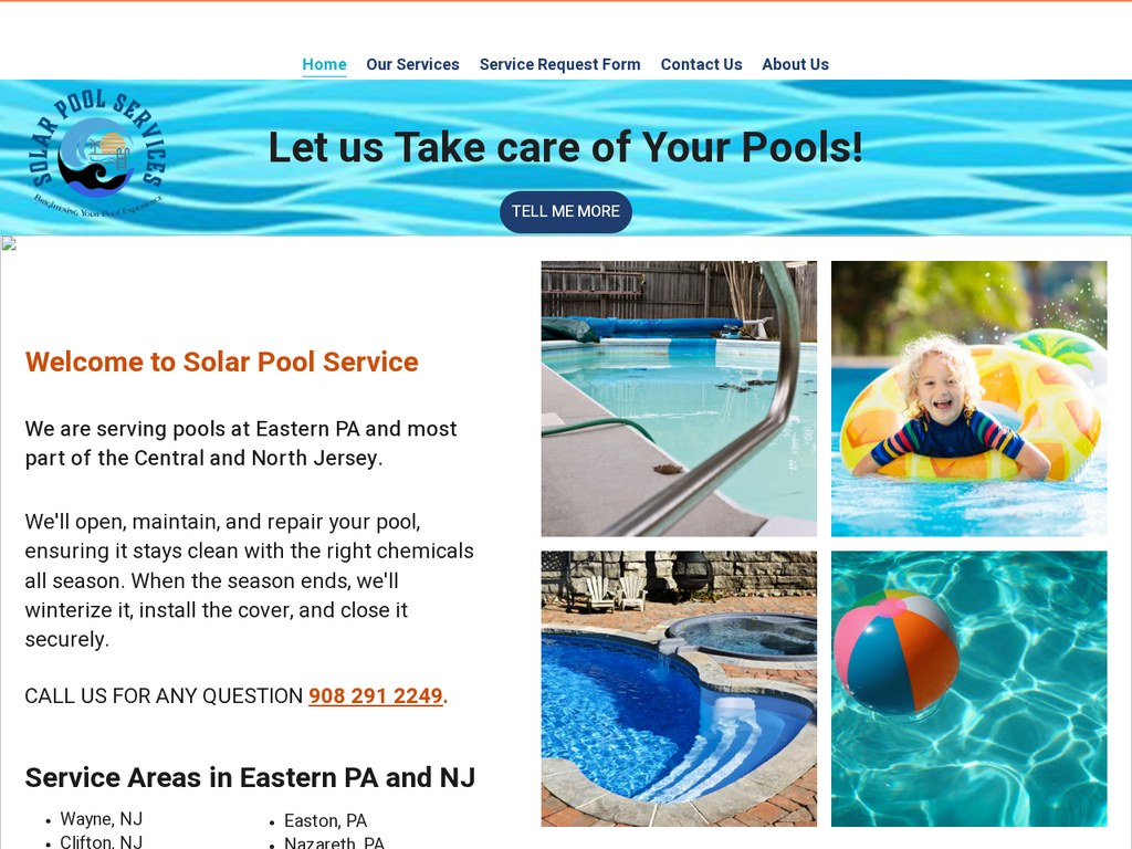 Solar Pool Services website before