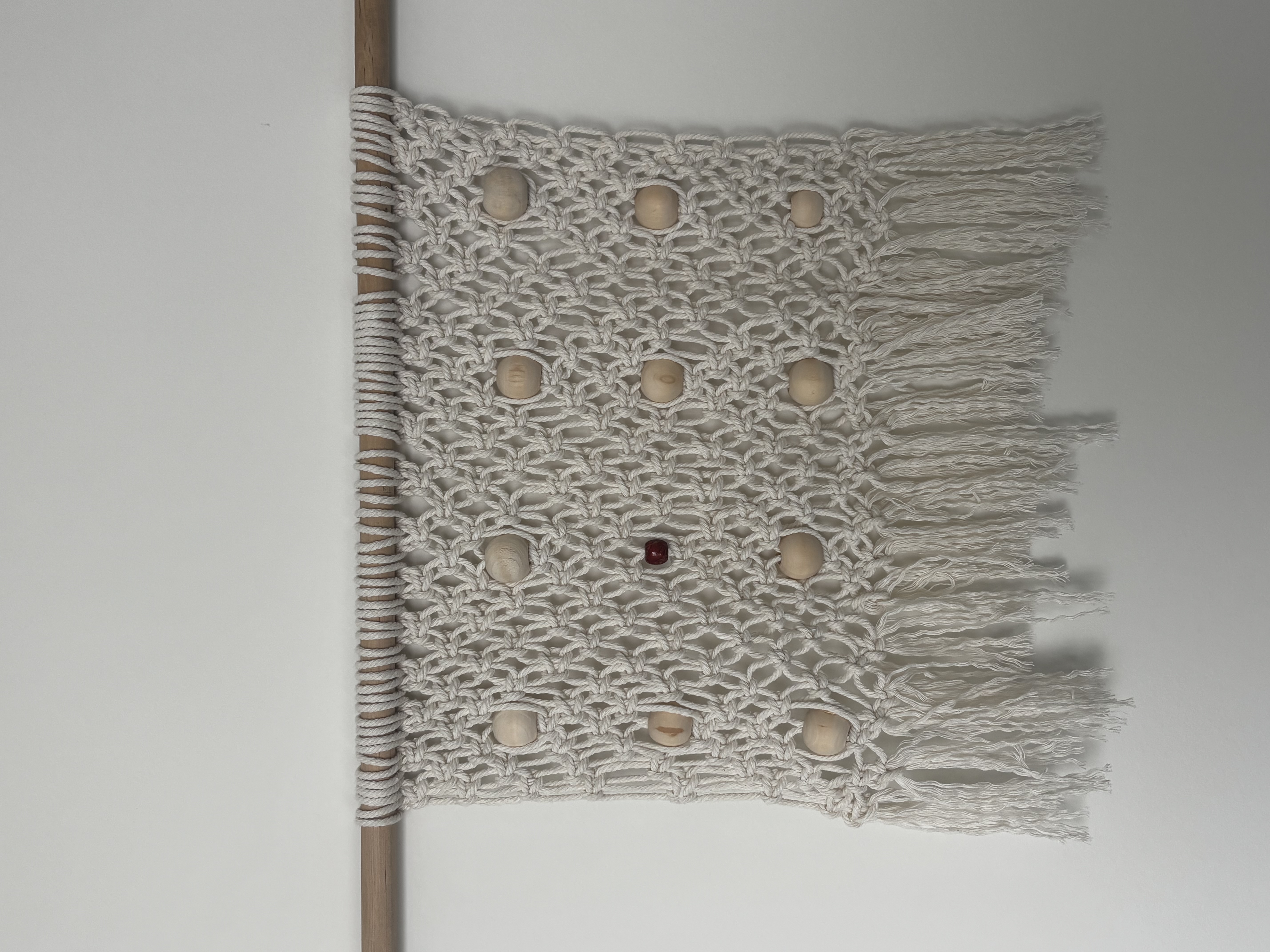 Hand-knotted macramé panel encoding GTPD safety data